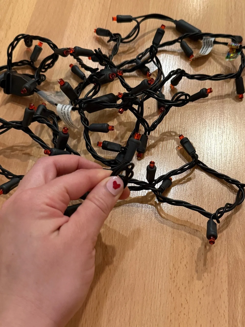 String Lights with Red Tips - Black Cord